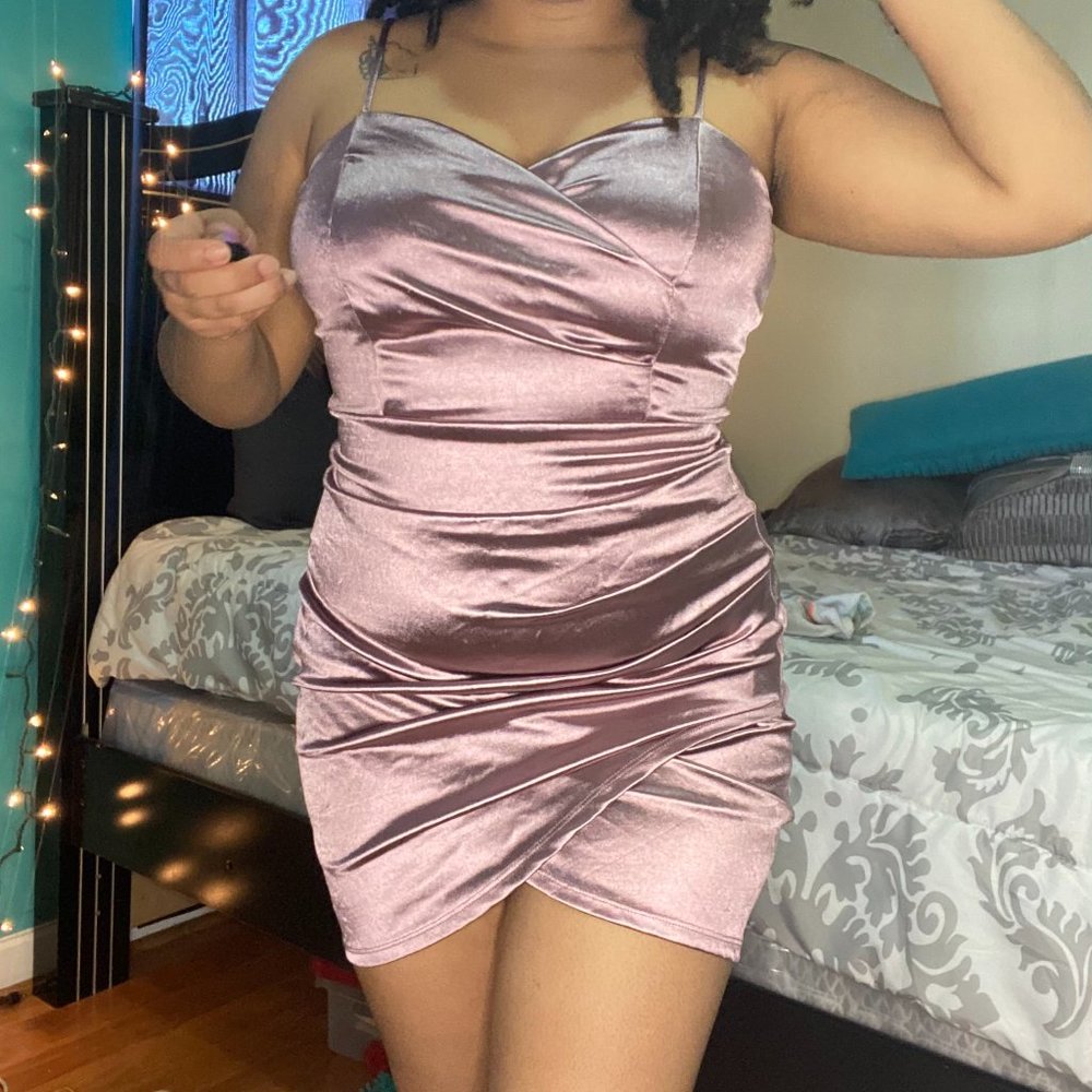 Pink Satin Bodycon Dress